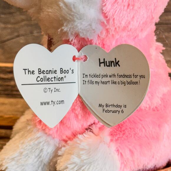 NWT-2021 Ty Beanie Boos "Hunk" the Pink & White Valentine Husky, 6", TySilk - Picture 3 of 6
